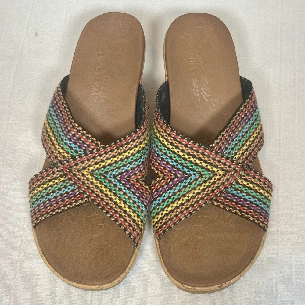 Skechers Beverlee - Delighted Heeled Wedge Sandal-Multicolored-Women Size 9